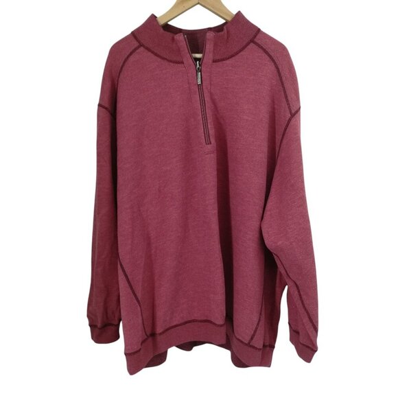 Tommy Bahama 1/4 Zip Reversible Mock Neck Long Sleeve Sweater Size 4XL? Red - Picture 1 of 16